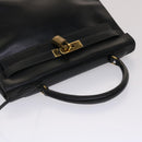 HERMES Kelly 32 Hand Bag Leather Black Auth ni110A-5