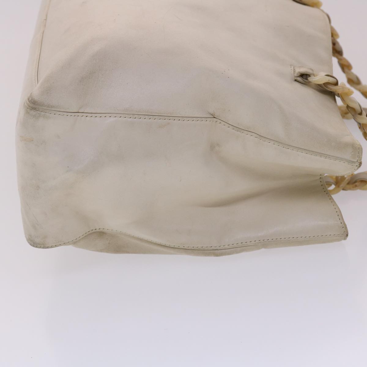 PRADA Shoulder Bag Leather White Auth ar6034