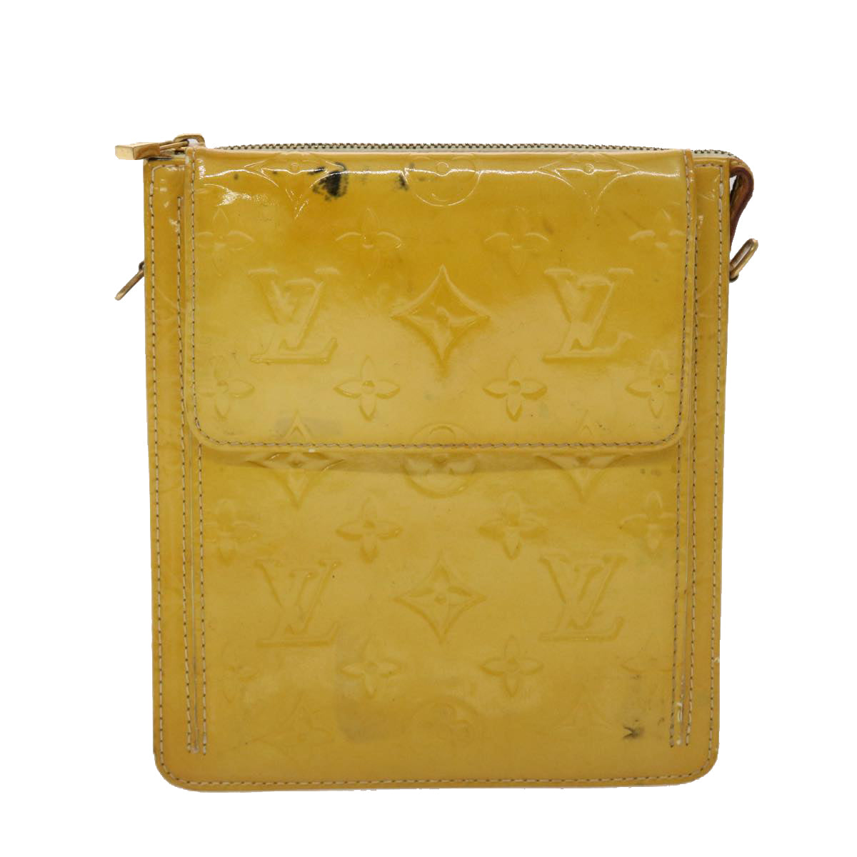 LOUIS VUITTON Monogram Vernis Mott Accessory Pouch Yellow M91159 LV Auth 27880