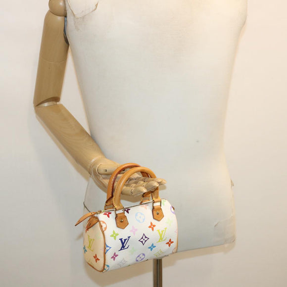 LOUIS VUITTON Monogram Multicolor Mini Speedy Hand Bag White M92645 Auth am1710g