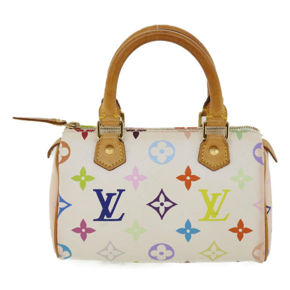 LOUIS VUITTON Monogram Multicolor Mini Speedy Hand Bag White M92645 Auth am224g