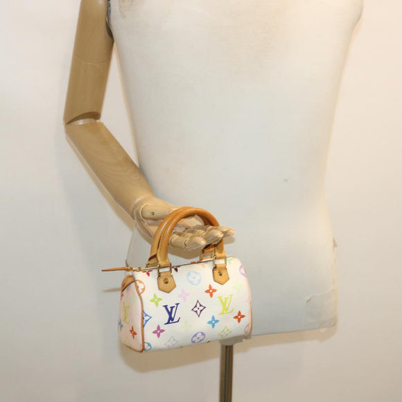 LOUIS VUITTON Monogram Multicolor Mini Speedy Hand Bag White M92645 Auth am224g
