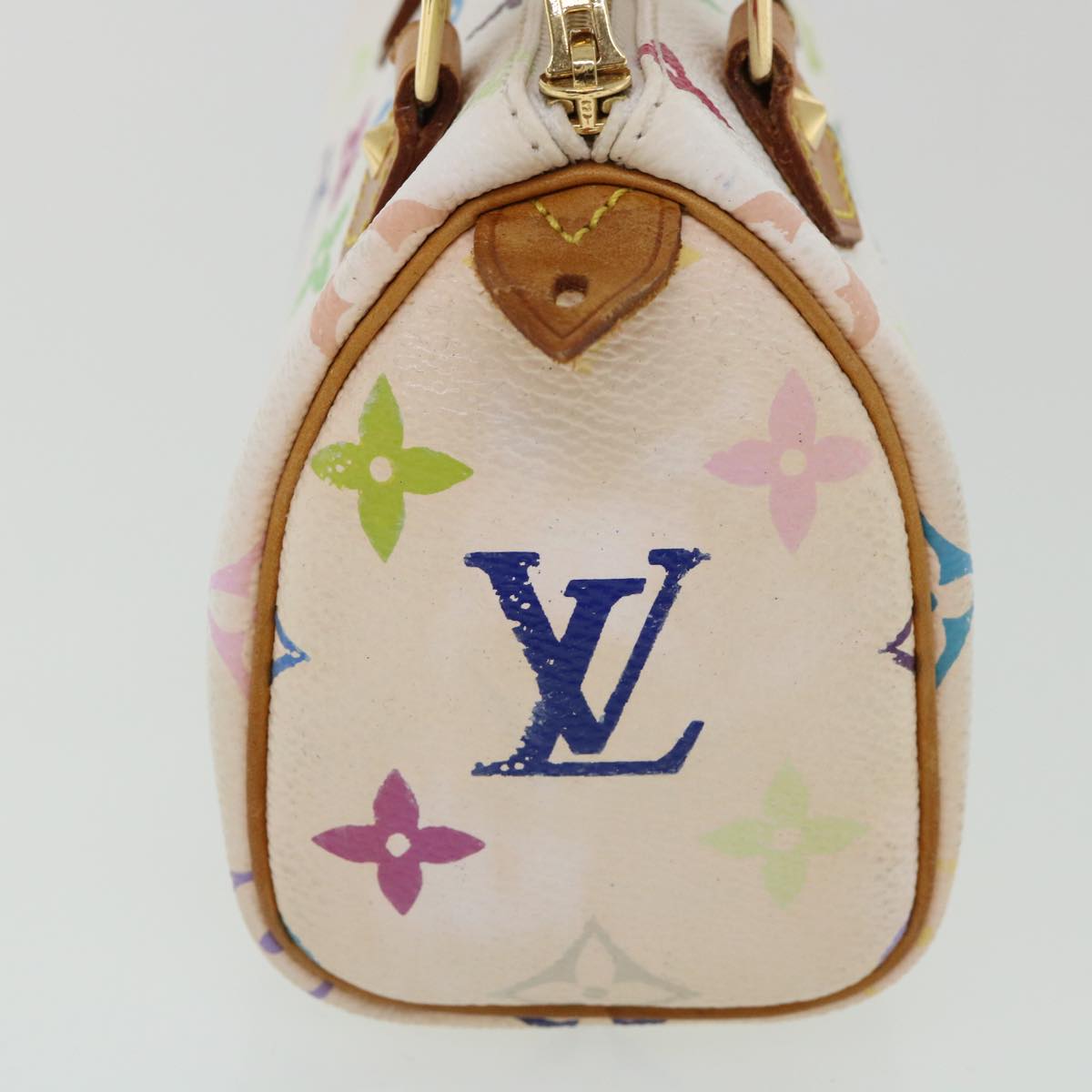 LOUIS VUITTON Monogram Multicolor Mini Speedy Hand Bag White M92645 Auth am907g