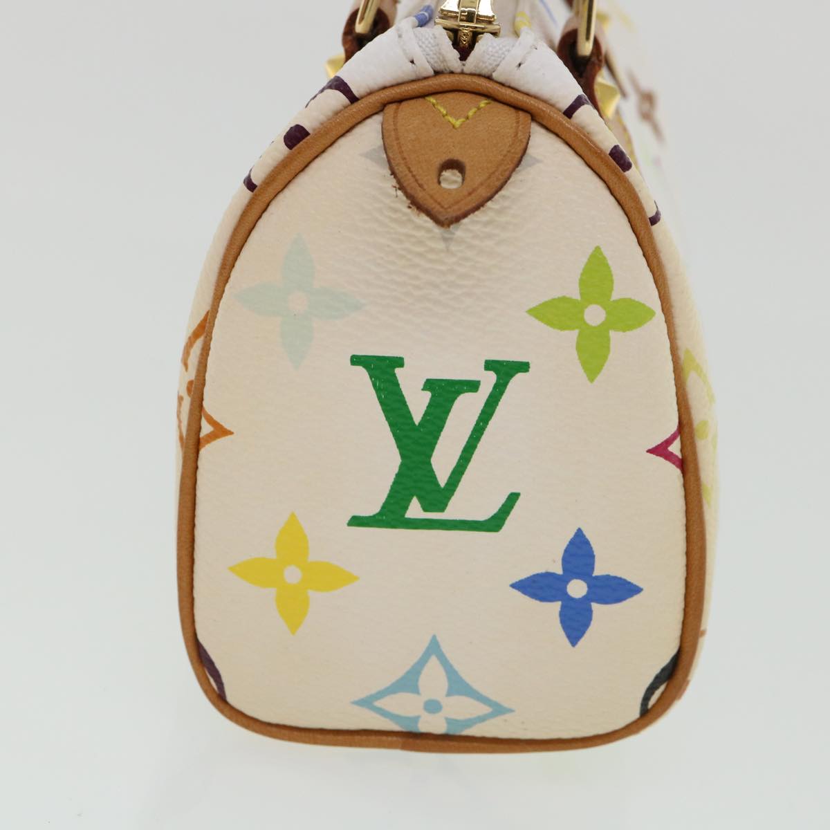 LOUIS VUITTON Monogram Multicolor Mini Speedy Hand Bag White M92645 Auth 26093