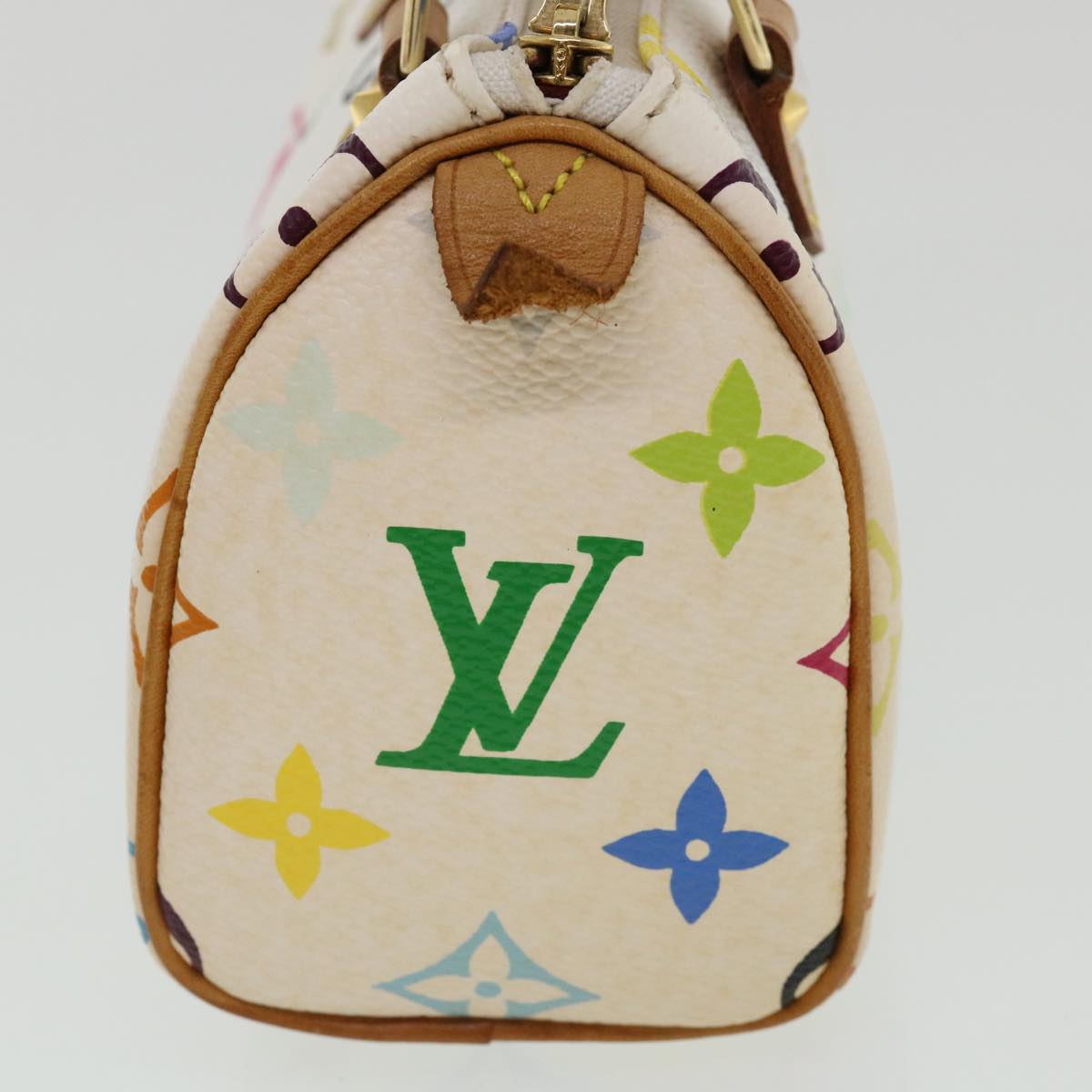 LOUIS VUITTON Monogram Multicolor Mini Speedy Hand Bag White M92645 Auth am648g