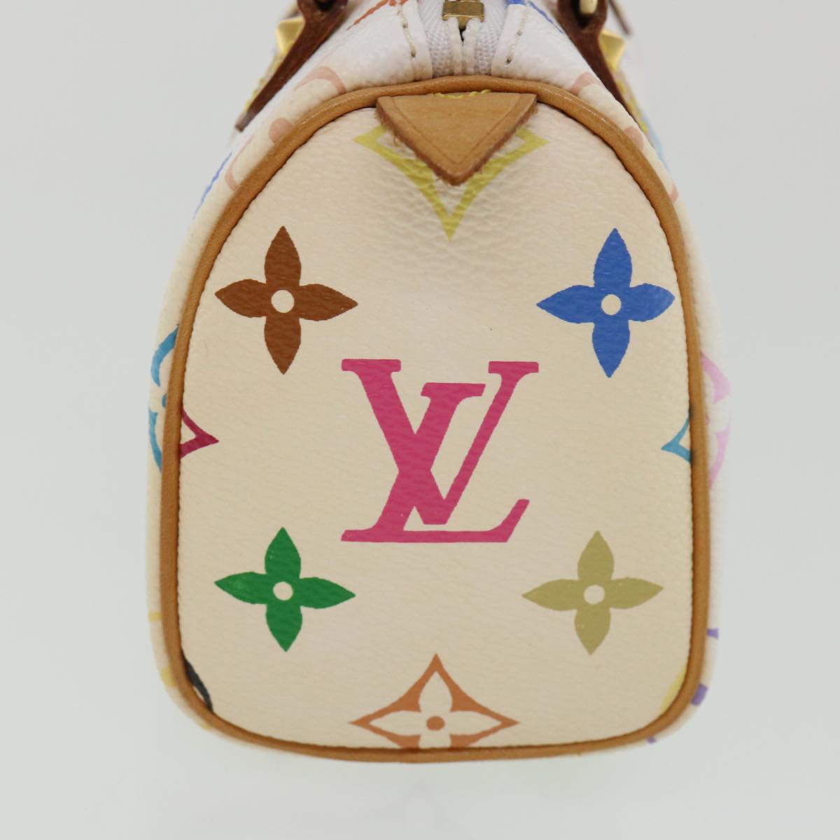 LOUIS VUITTON Monogram Multicolor Mini Speedy Hand Bag White M92645 Auth 27064