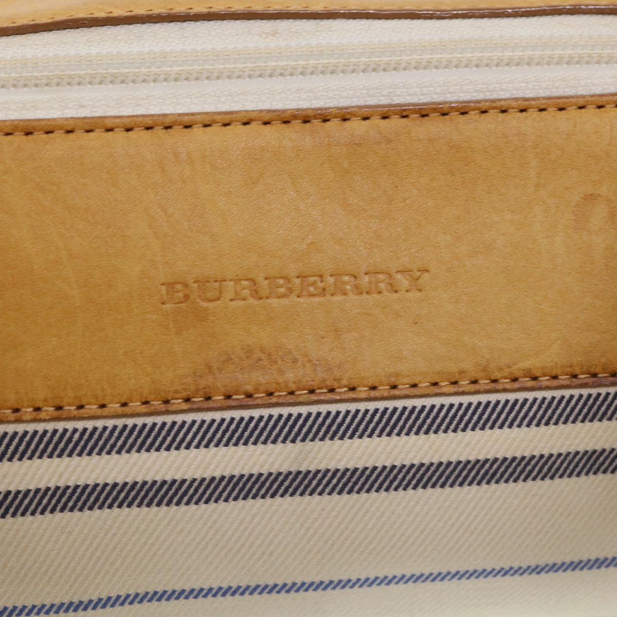 BURBERRY Shoulder Bag Canvas White Auth ti1004