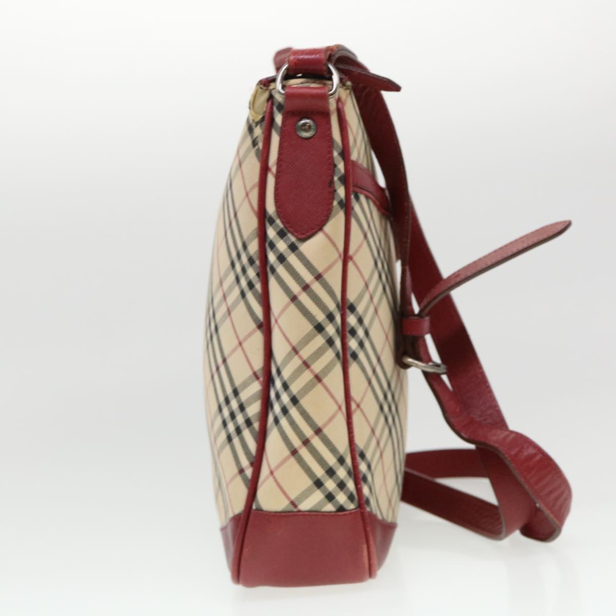 BURBERRY Nova Check Shoulder Bag Nylon Beige Auth ti1005