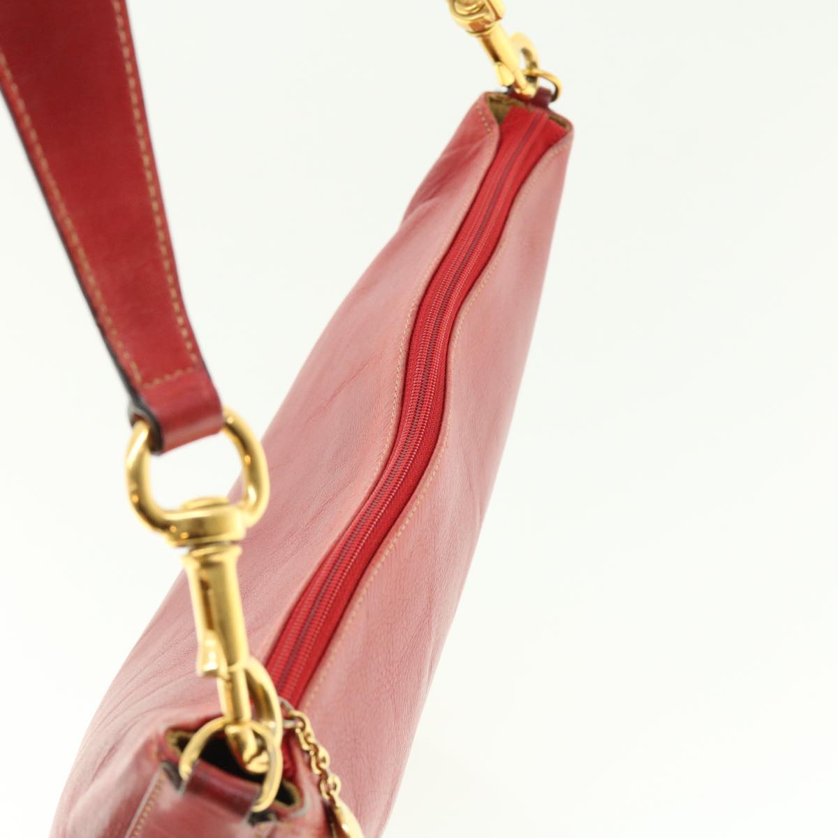 GUCCI Shoulder Bag Leather Red Auth ti1010