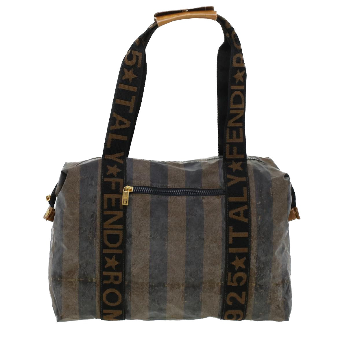 FENDI Pecan Canvas Pouch Shoulder Bag Coated Canvas 2Set Brown Black Auth ti1034 - 0