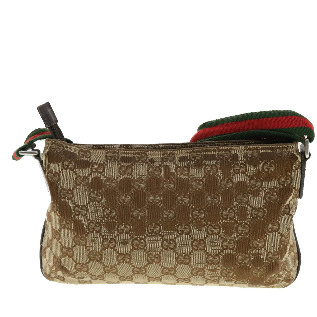 GUCCI GG Canvas Web Sherry Line Shoulder Bag Beige Green Red 189749 Auth ti1038 - 0