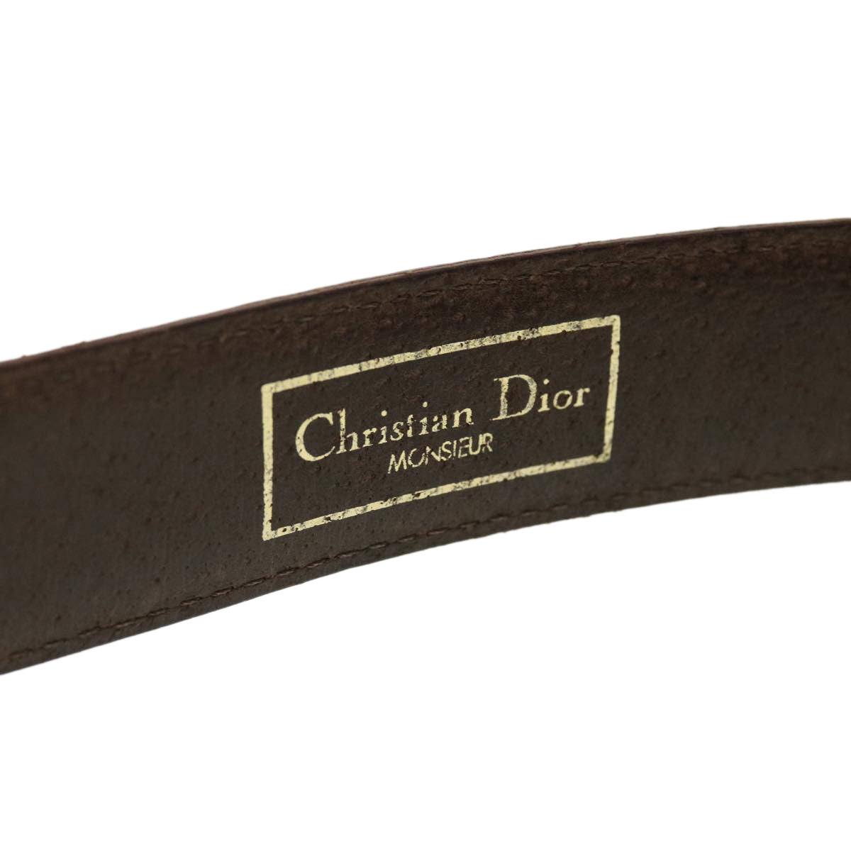 Christian Dior Belt Leather 36.2"" Brown Auth ti1042