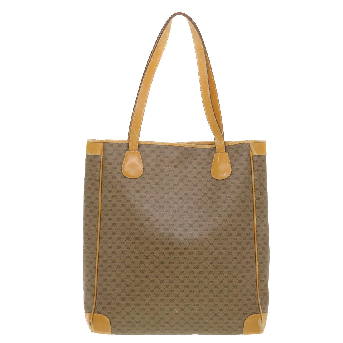 GUCCI Micro GG Canvas Tote Bag PVC Leather Beige Auth ti1048 - 0