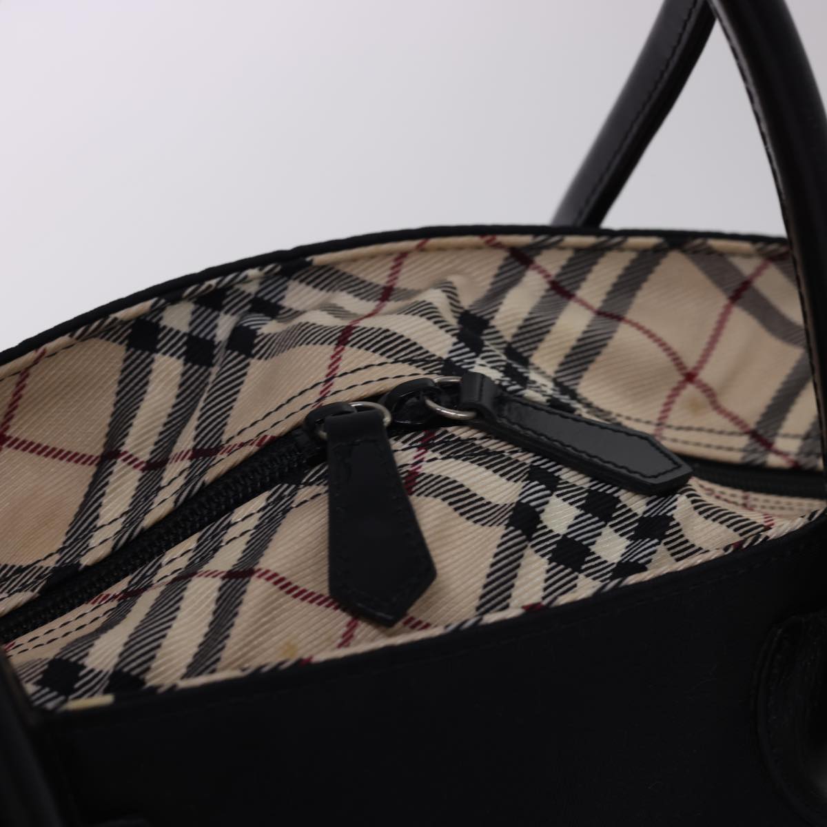 BURBERRY Nova Check Tote Bag Nylon Black Auth ti1089