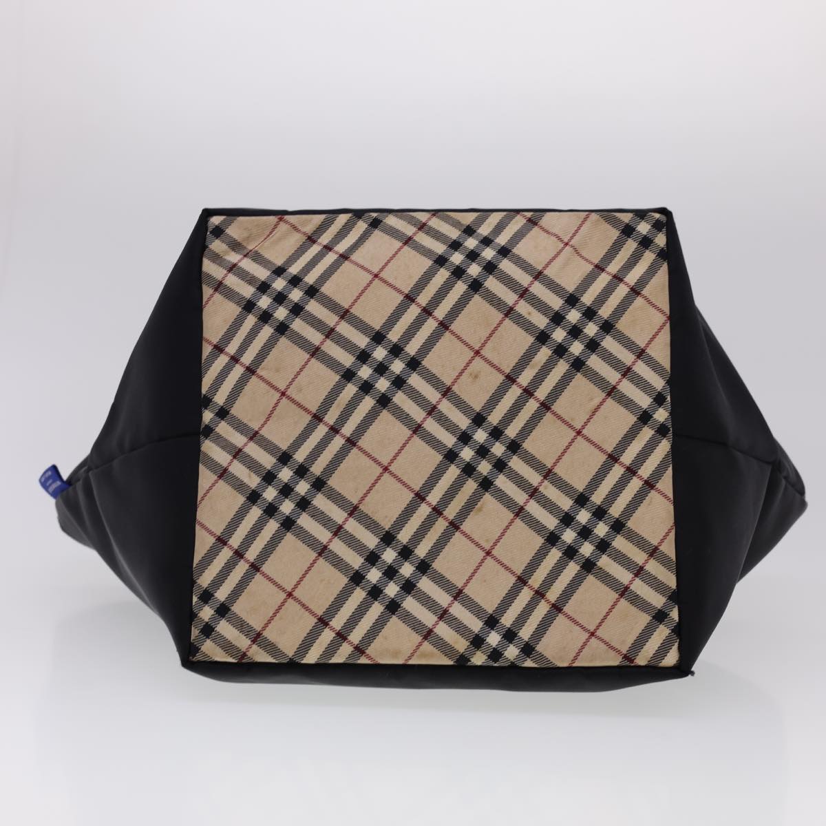 BURBERRY Nova Check Tote Bag Nylon Black Auth ti1089