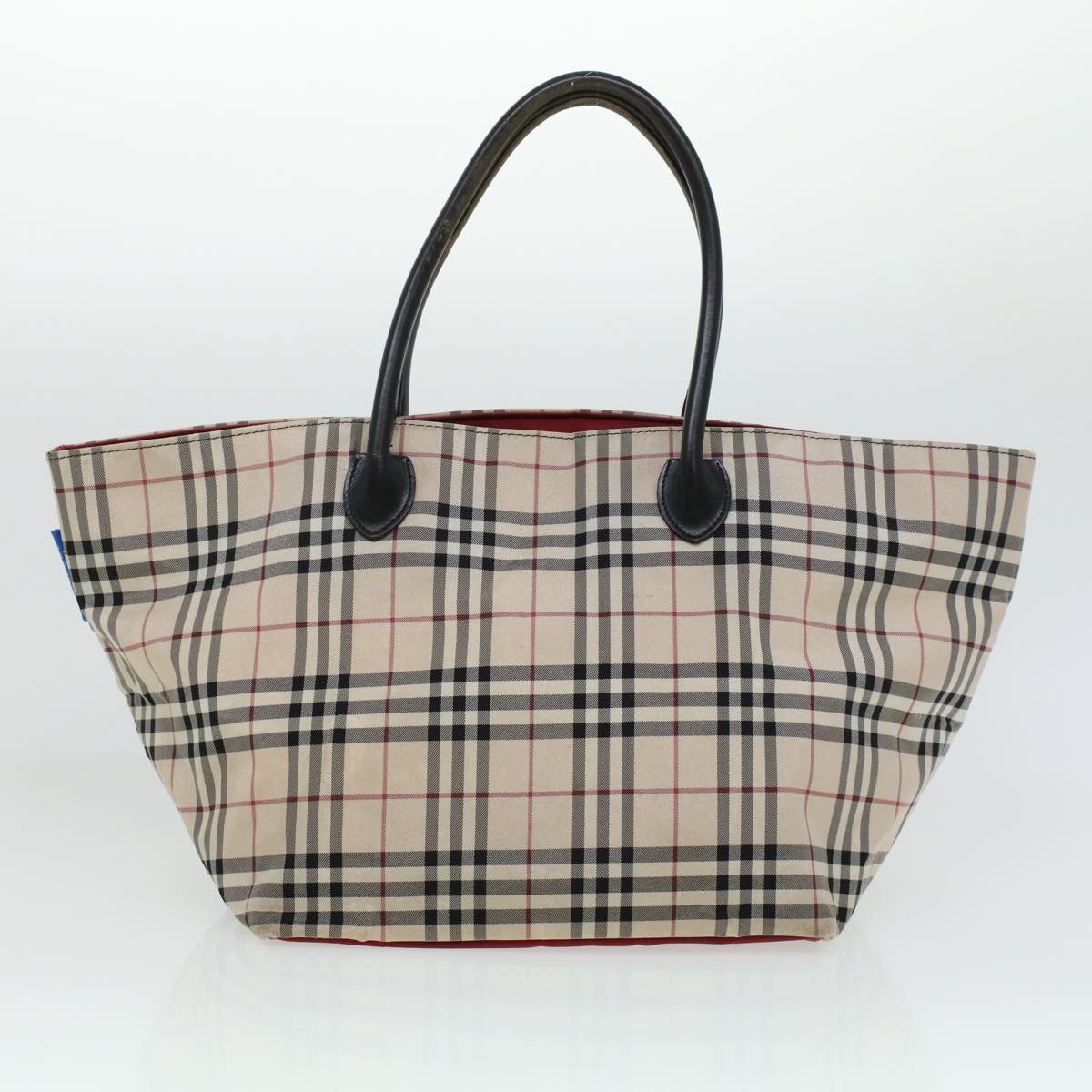 BURBERRY Nova Check Shoulder Bag Nylon Leather 4Set Red Brown beige Auth ti1112