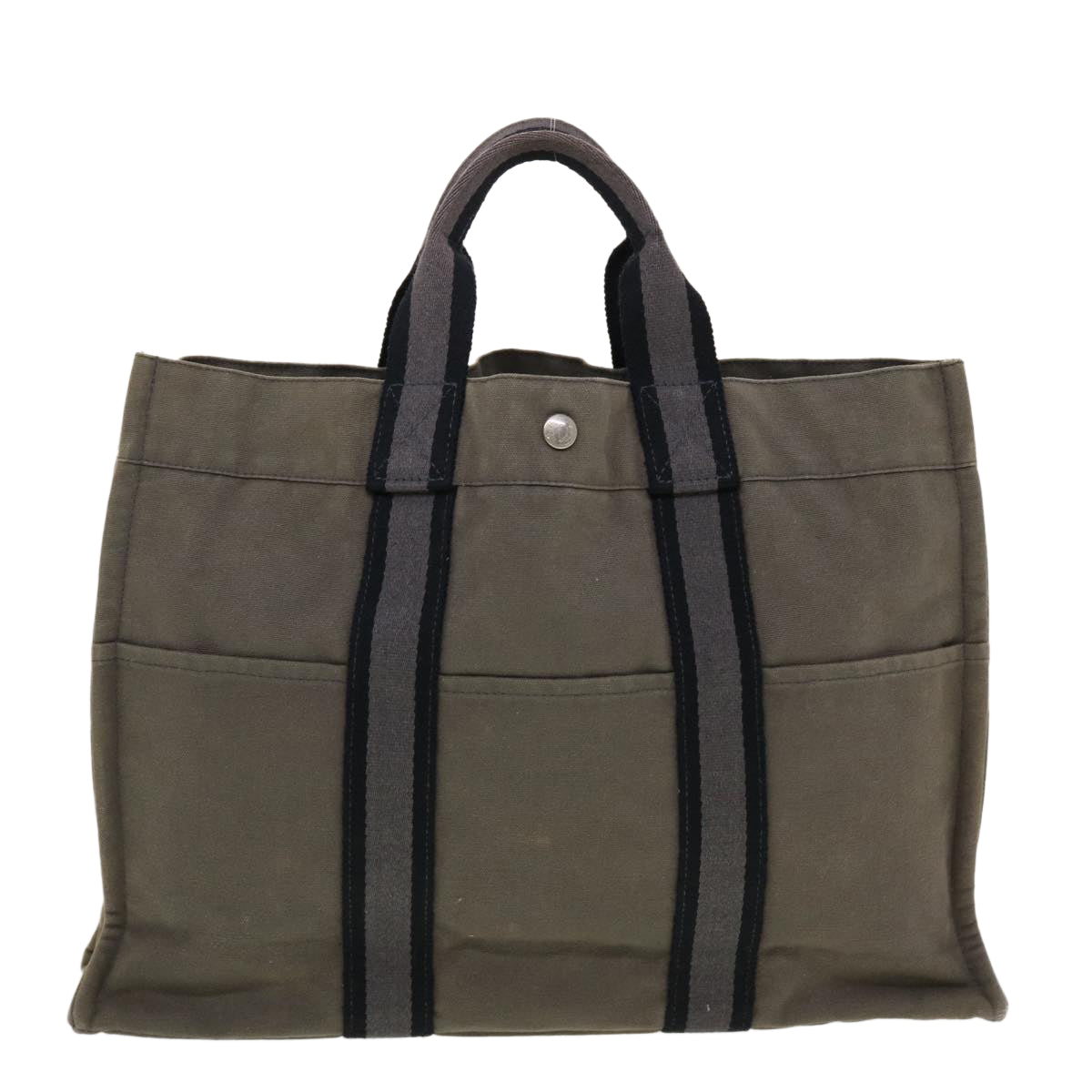 HERMES Fourre Tout MM Tote Bag Canvas Gray Auth ti1125