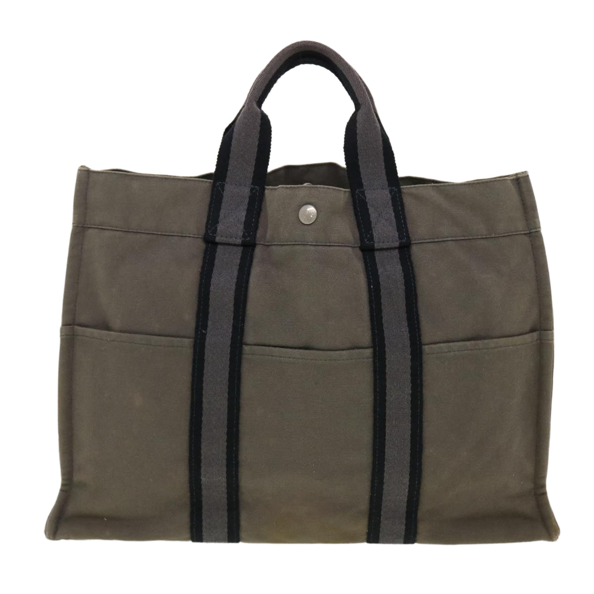 HERMES Fourre Tout MM Tote Bag Canvas Gray Auth ti1125 - 0