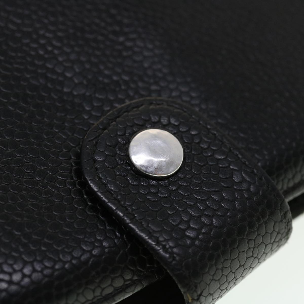 CHANEL Long Wallet Caviar Skin Black CC Auth ti1128