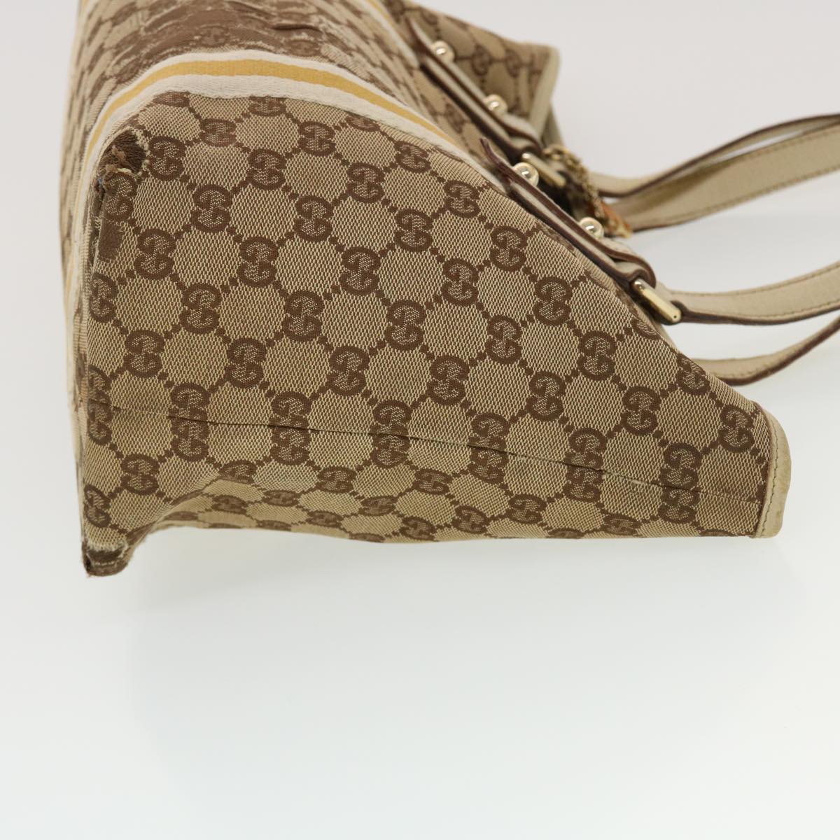 GUCCI GG Canvas Sherry Line Tote Bag Beige Orange yellow 137896 Auth ti1129