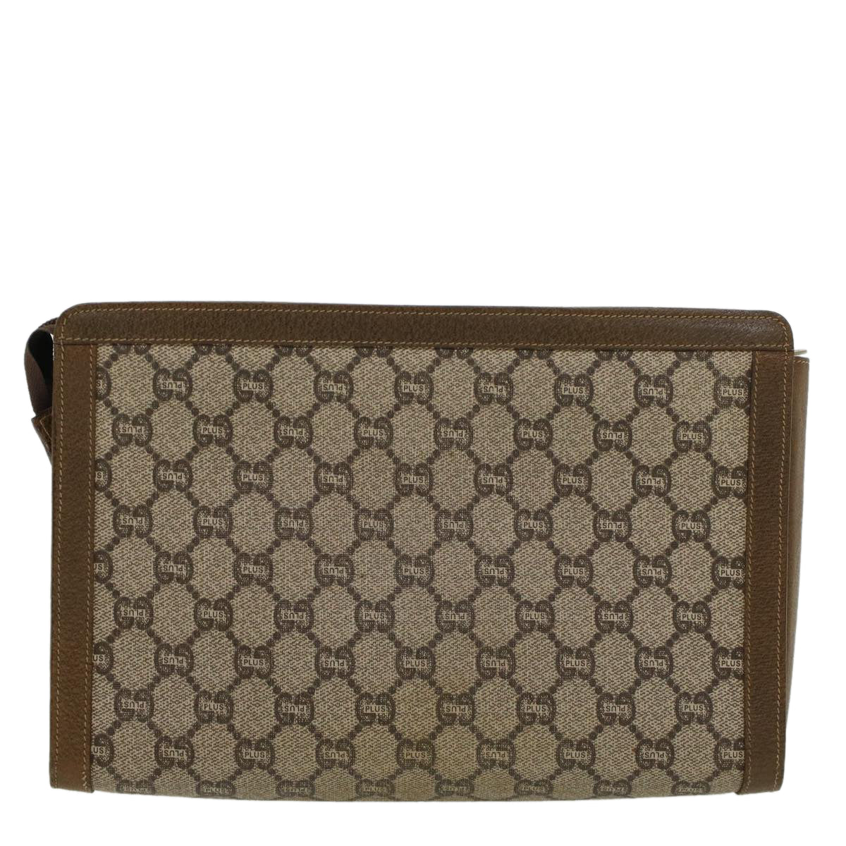 GUCCI GG PLUS Clutch Bag PVC Leather Beige Auth ti1141 - 0