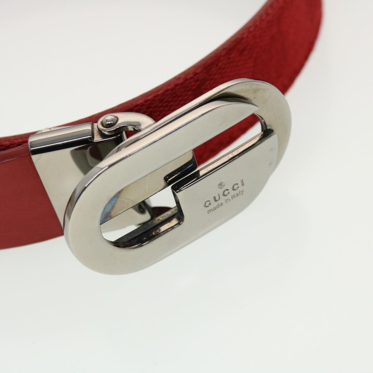 GUCCI GG Canvas Belt Leather 4Set Black Red white Auth ti1159