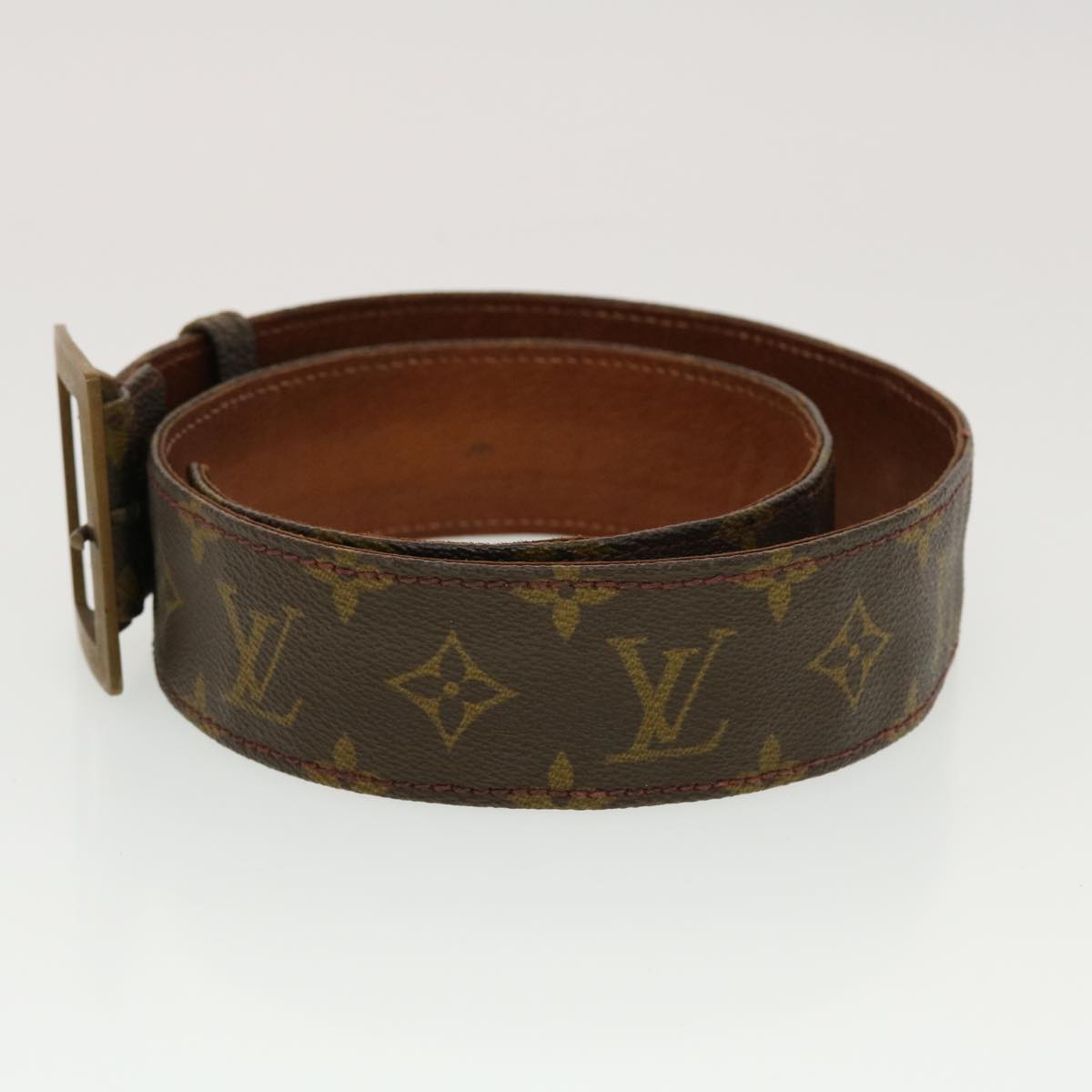 LOUIS VUITTON Monogram Belt Vintage 38.6"" LV Auth ti1161