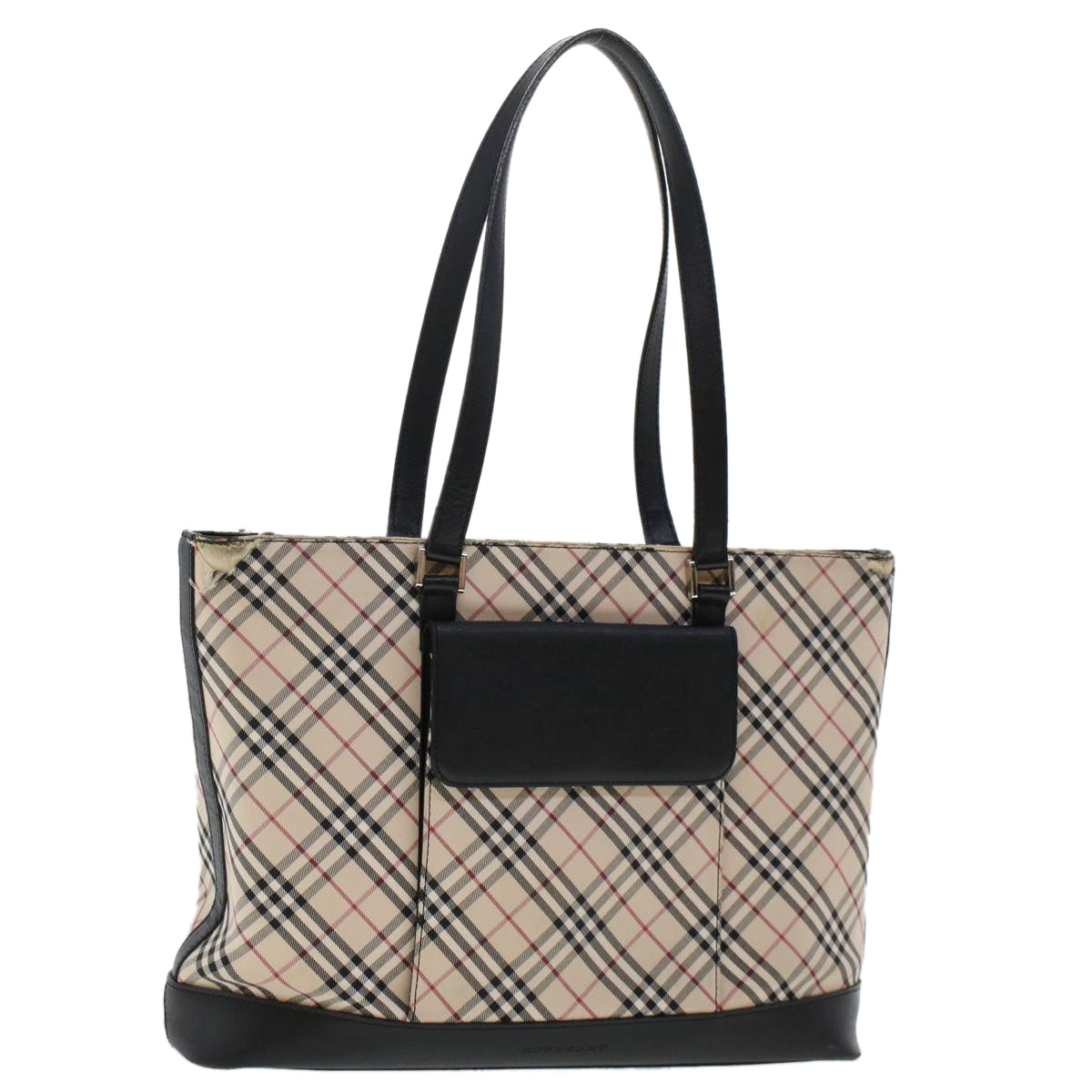 BURBERRY Nova Check Shoulder Bag Canvas Beige Black Auth ti1162