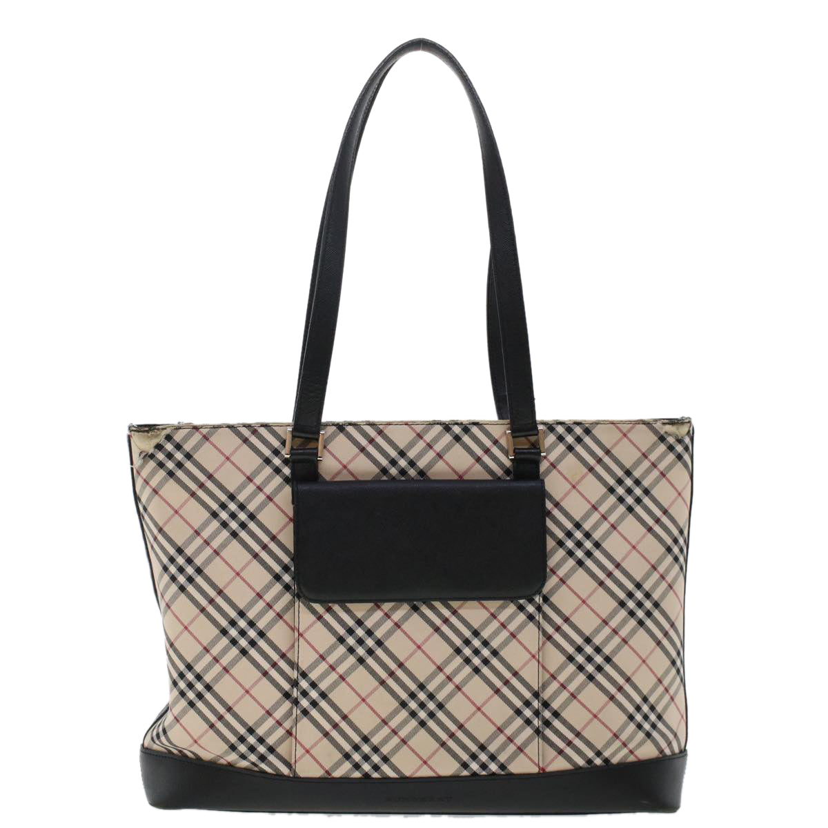 BURBERRY Nova Check Shoulder Bag Canvas Beige Black Auth ti1162