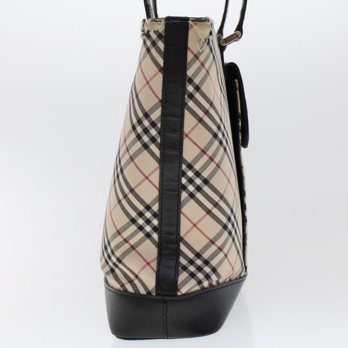 BURBERRY Nova Check Shoulder Bag Canvas Beige Black Auth ti1162