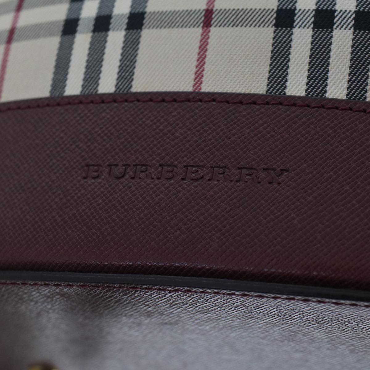 BURBERRY Nova Check Shoulder Bag Canvas Beige Red Auth ti1165