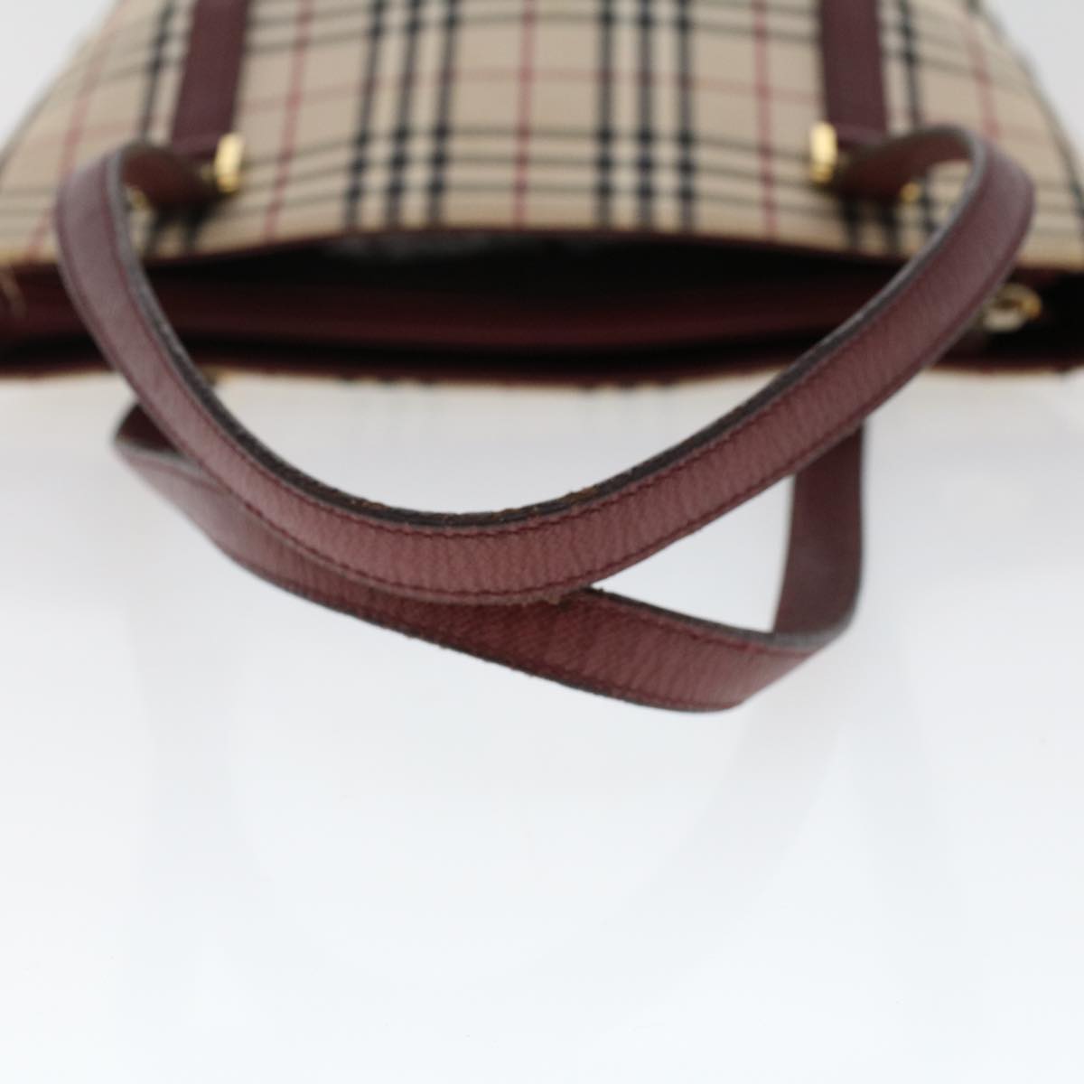 BURBERRY Nova Check Shoulder Bag Canvas Beige Red Auth ti1165