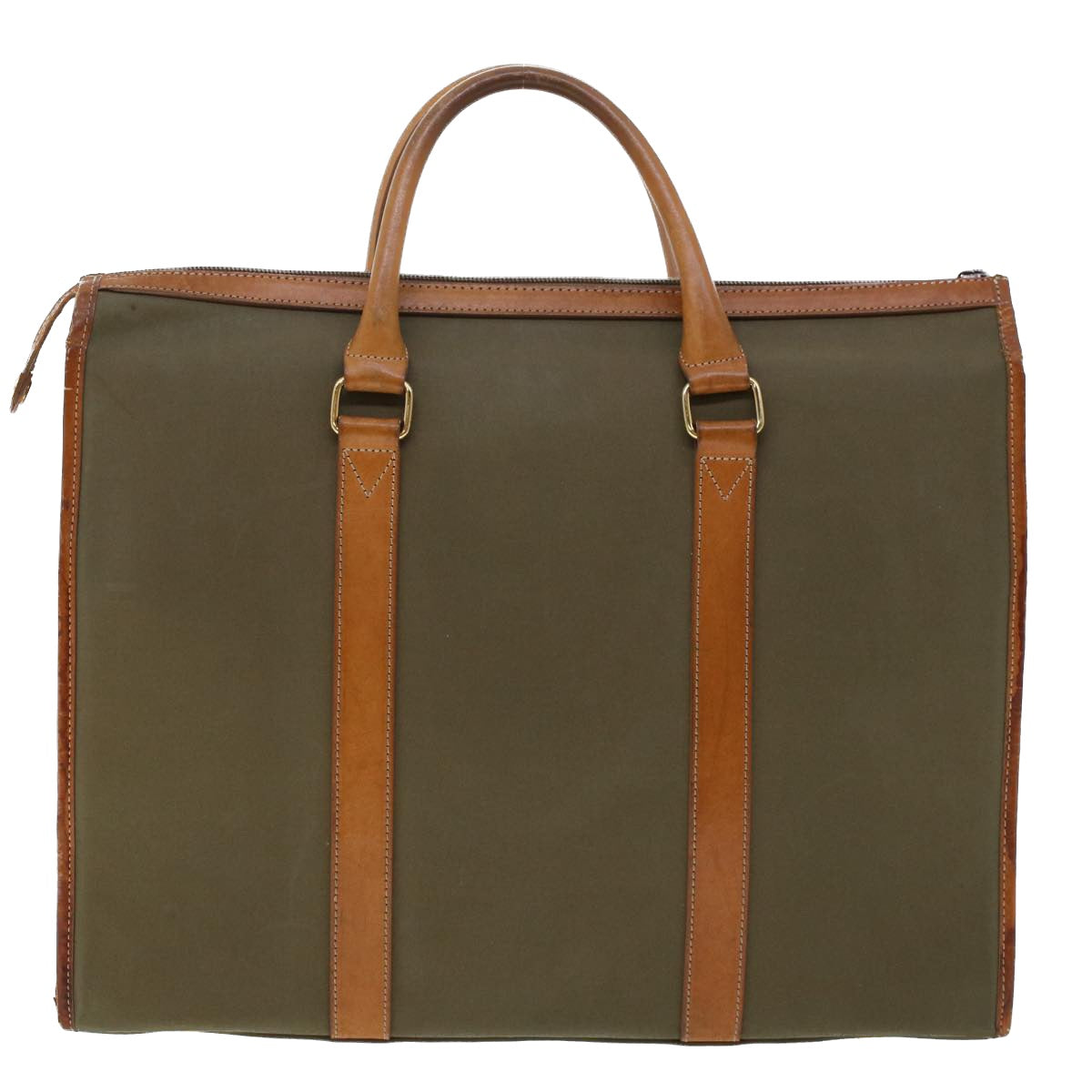 Burberrys Hand Bag Canvas Leather Khaki Brown Auth ti1167 - 0