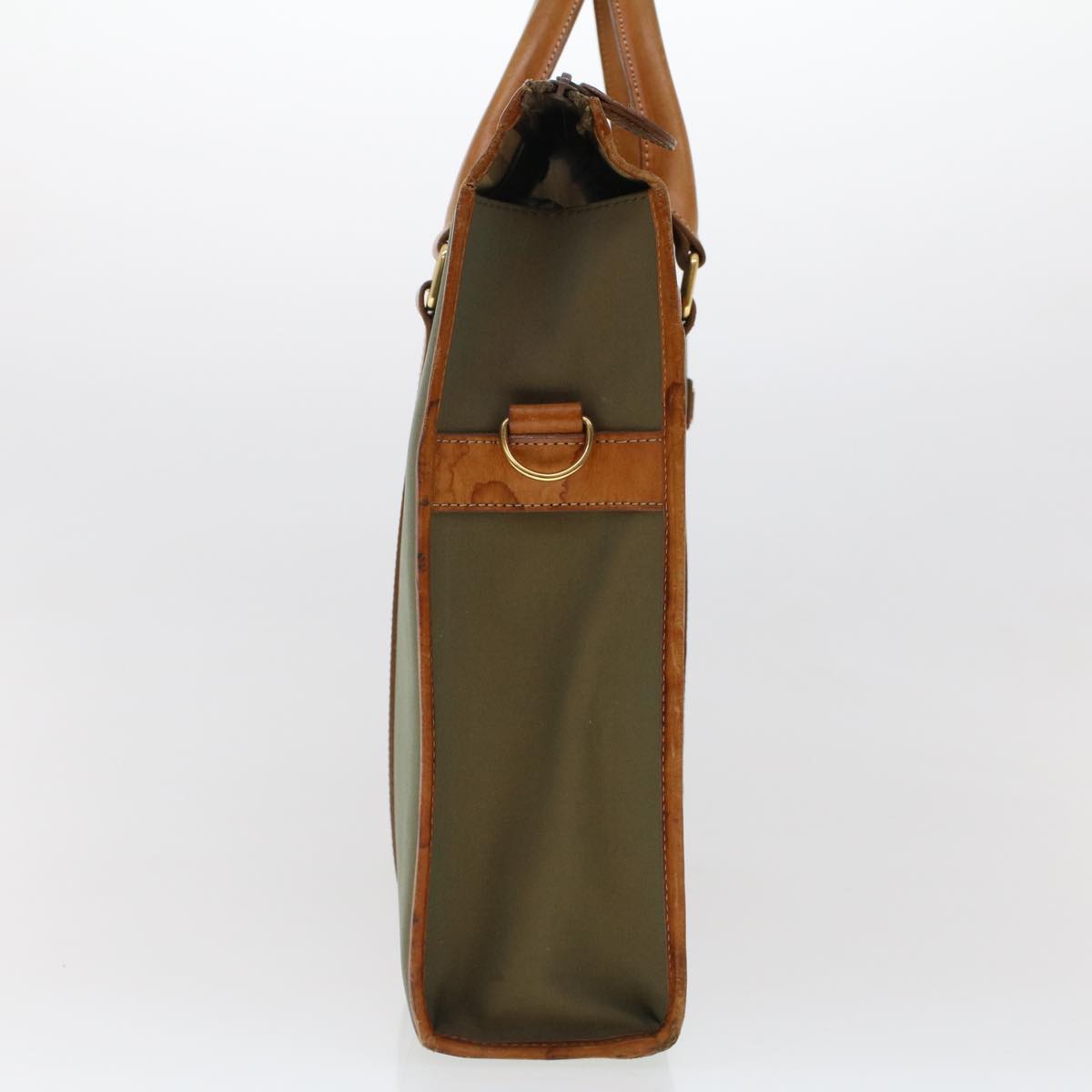 Burberrys Hand Bag Canvas Leather Khaki Brown Auth ti1167