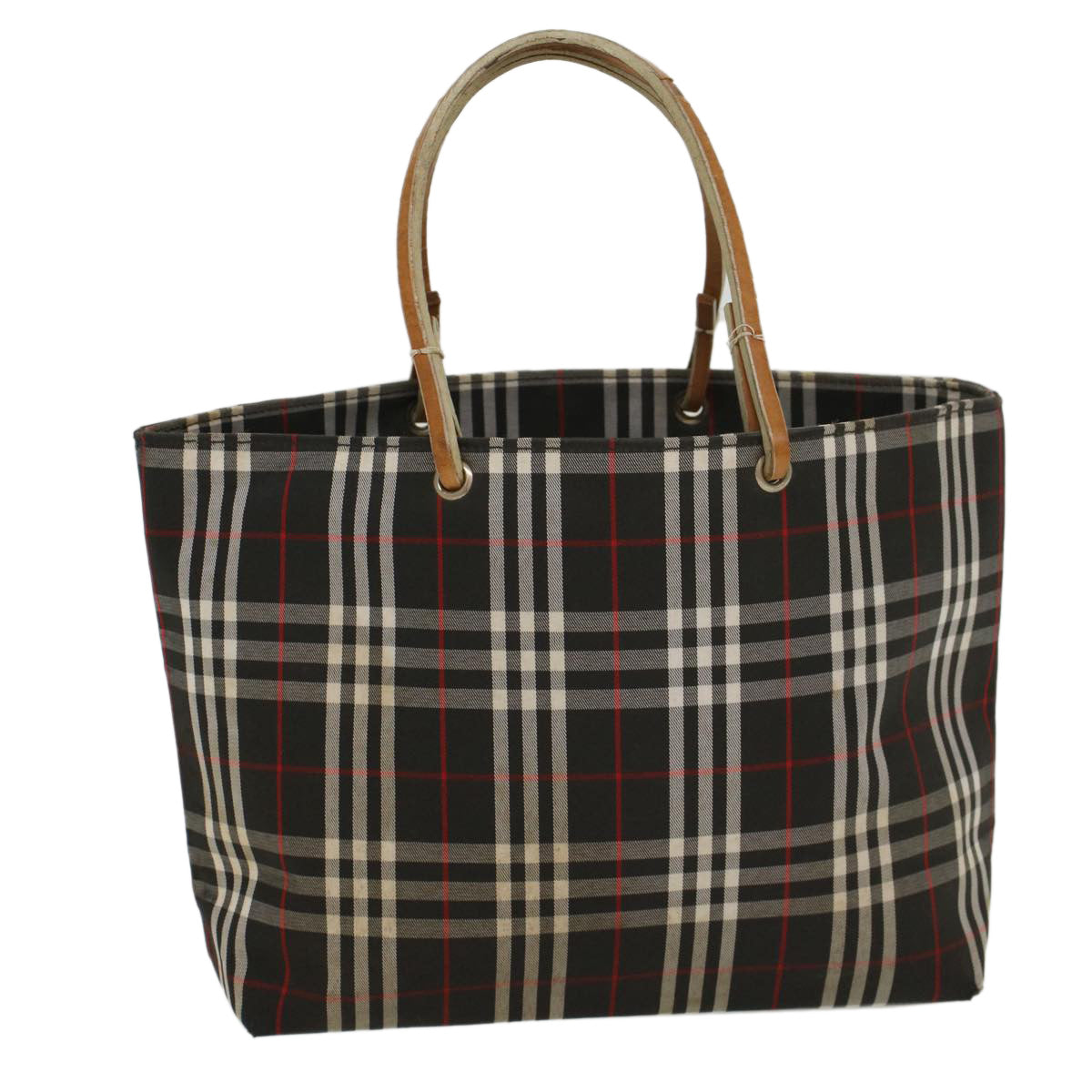 BURBERRY Nova Check Hand Bag Nylon Black Auth ti1175