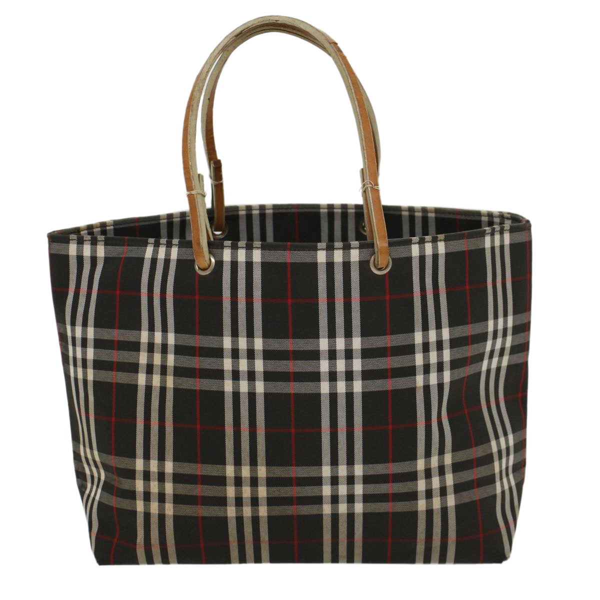 BURBERRY Nova Check Hand Bag Nylon Black Auth ti1175