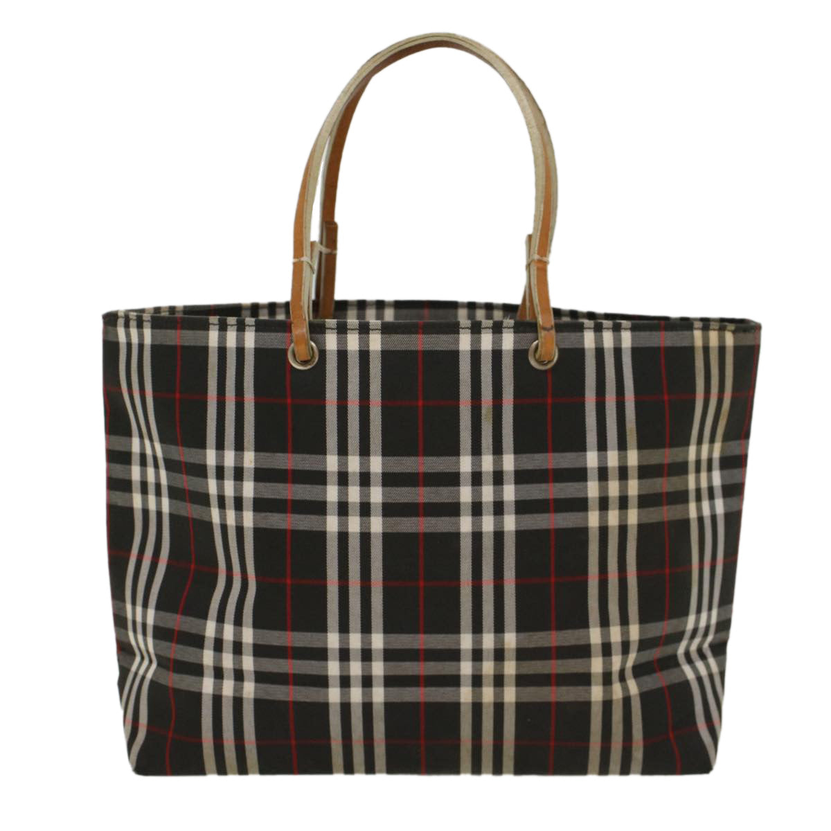 BURBERRY Nova Check Hand Bag Nylon Black Auth ti1175