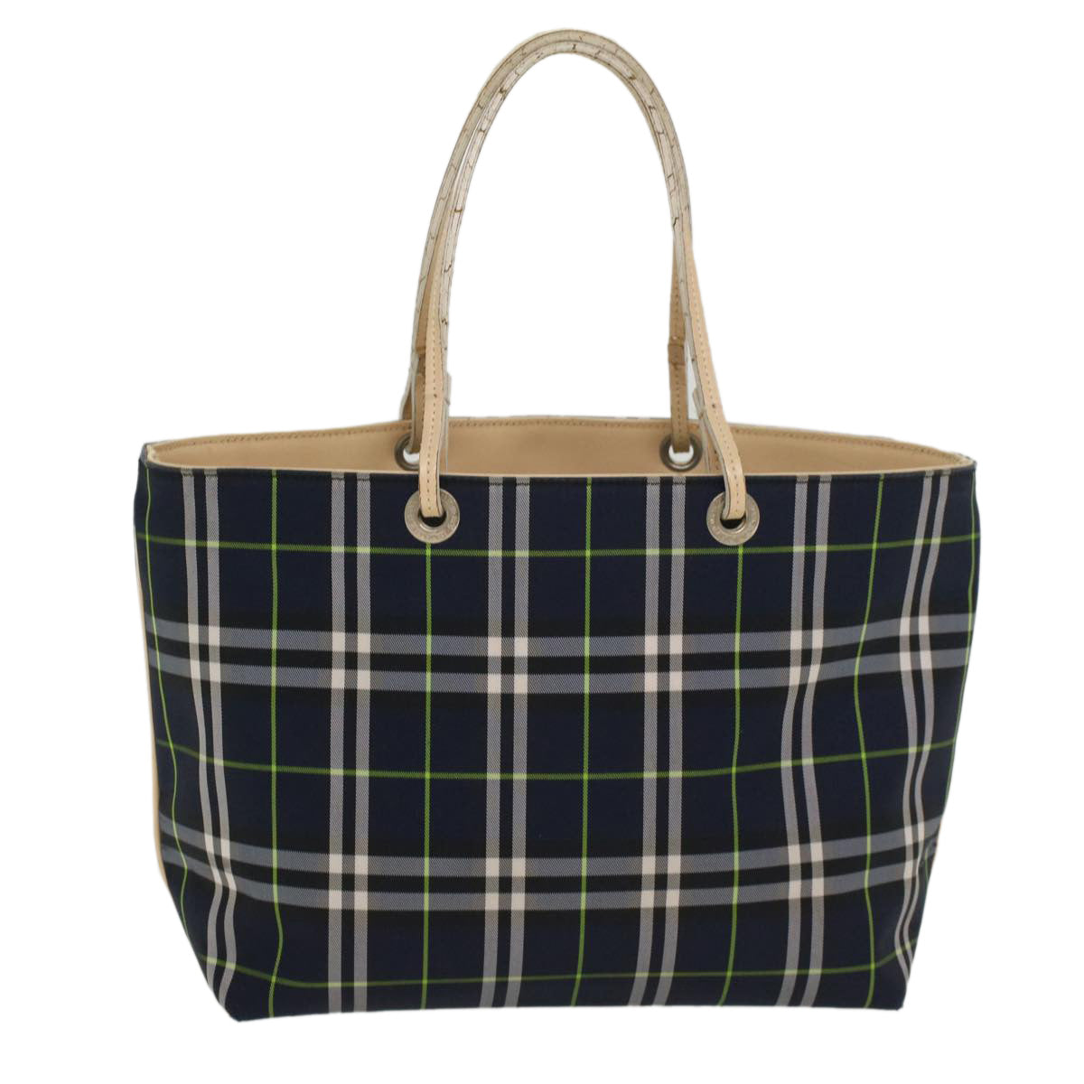 BURBERRY Nova Check Hand Bag Nylon Navy Green Auth ti1176