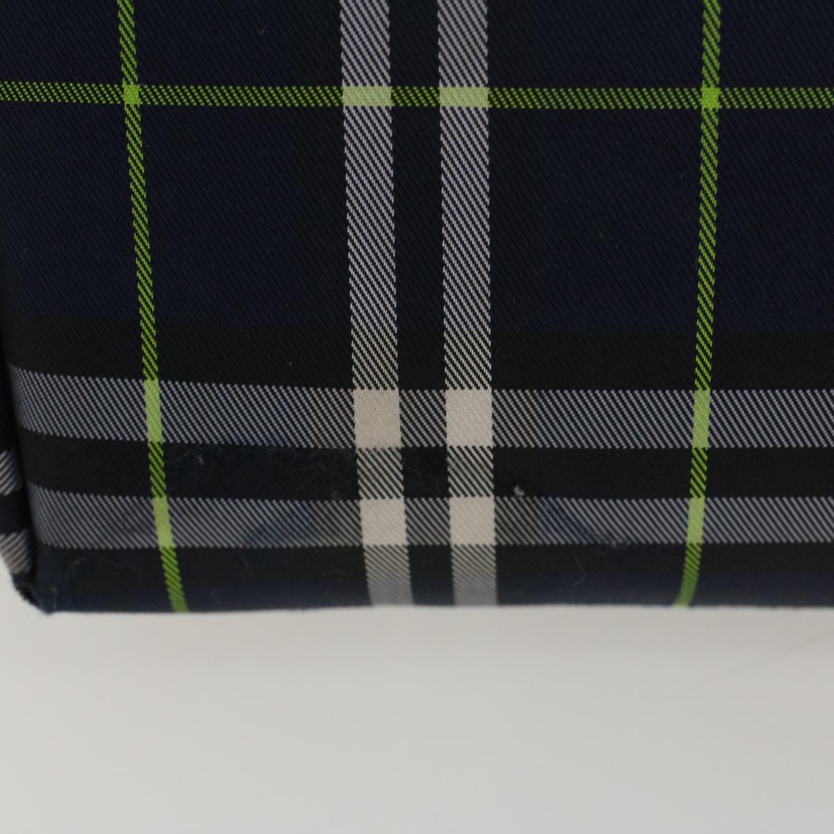 BURBERRY Nova Check Hand Bag Nylon Navy Green Auth ti1176