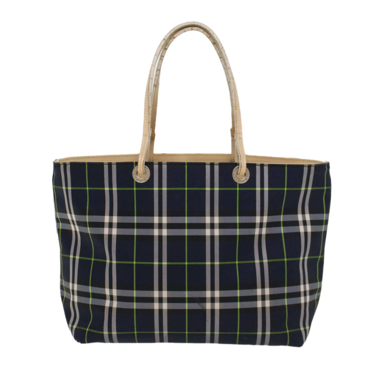 BURBERRY Nova Check Hand Bag Nylon Navy Green Auth ti1176