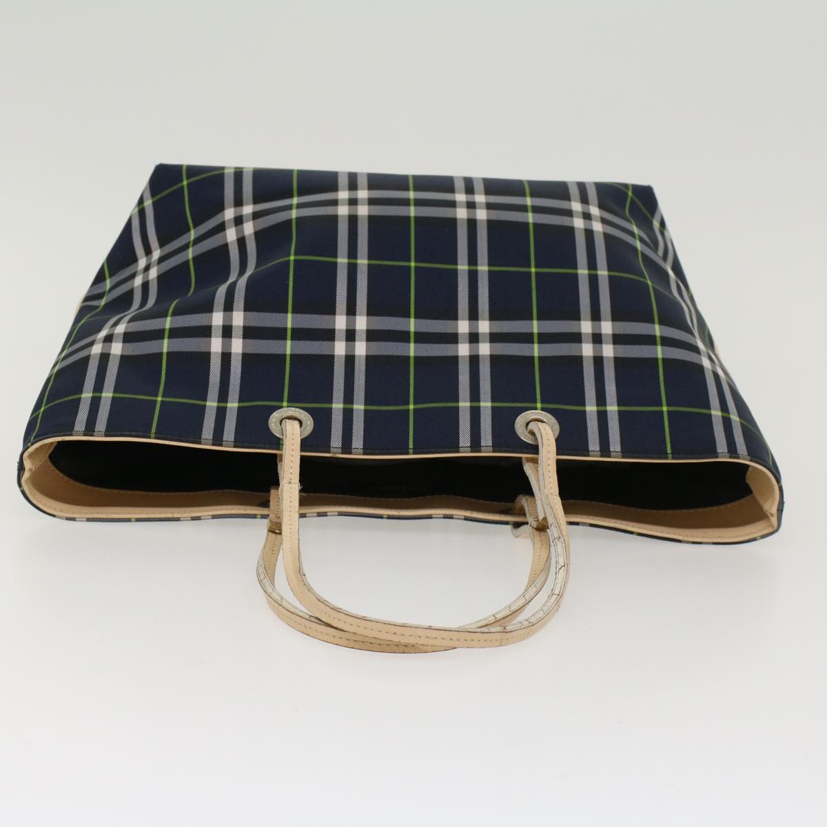 BURBERRY Nova Check Hand Bag Nylon Navy Green Auth ti1176