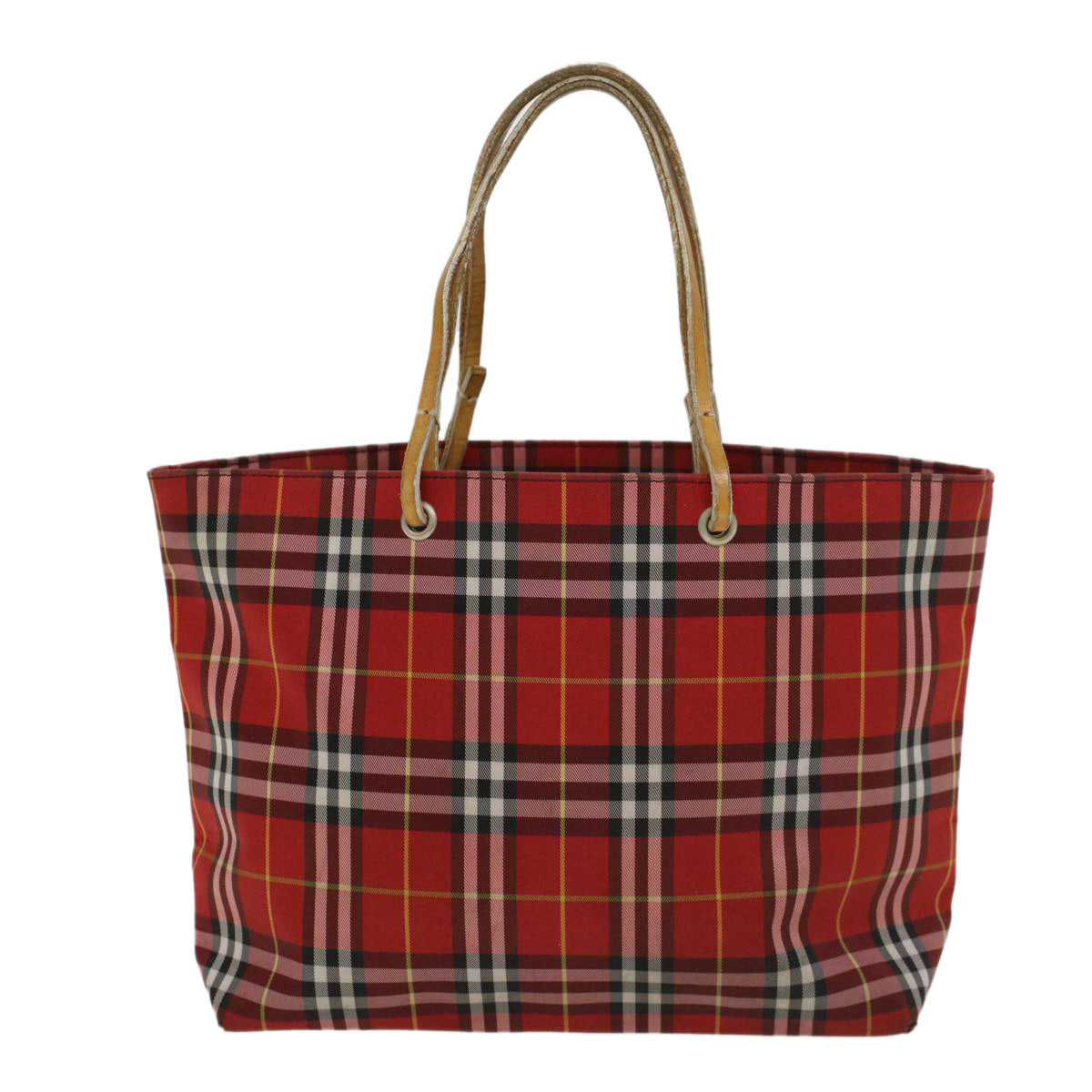 BURBERRY Nova Check Hand Bag Nylon Red Yellow Auth ti1177