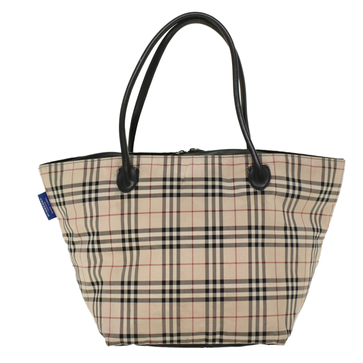 BURBERRY Nova Check Hand Bag Nylon Beige Black Auth ti1178 - 0