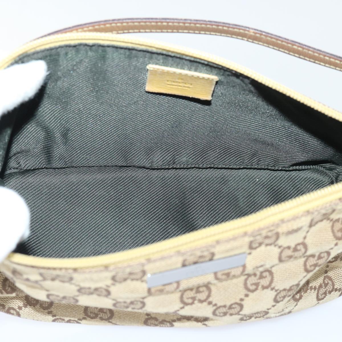 GUCCI GG Canvas Accessory Pouch 2Set Beige Black Auth ti1192