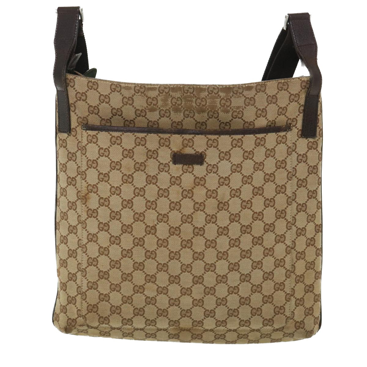 GUCCI GG Canvas Shoulder Bag Beige Brown 122791 Auth ti1206