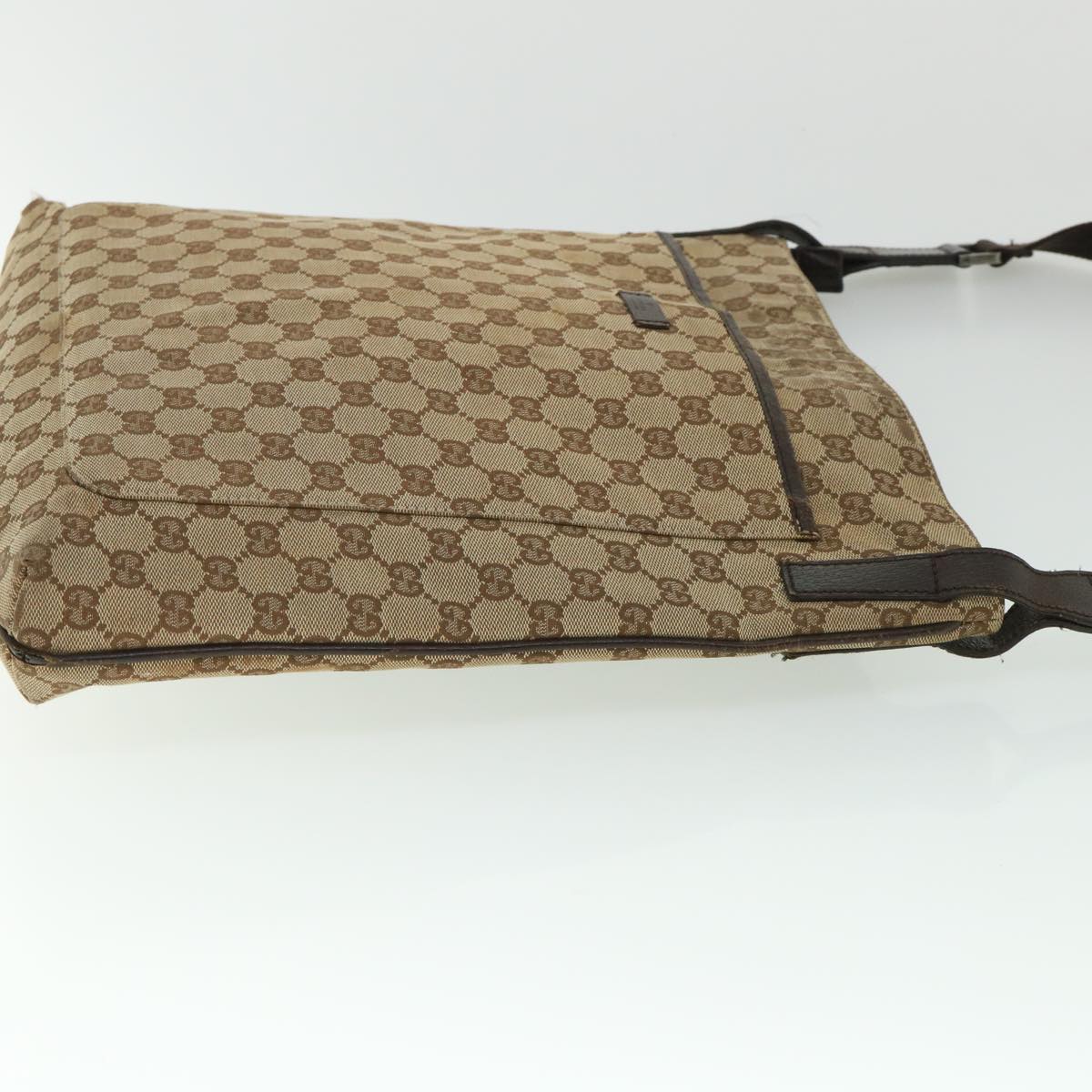 GUCCI GG Canvas Shoulder Bag Beige Brown 122791 Auth ti1206