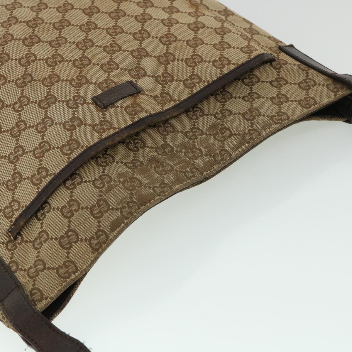 GUCCI GG Canvas Shoulder Bag Beige Brown 122791 Auth ti1206