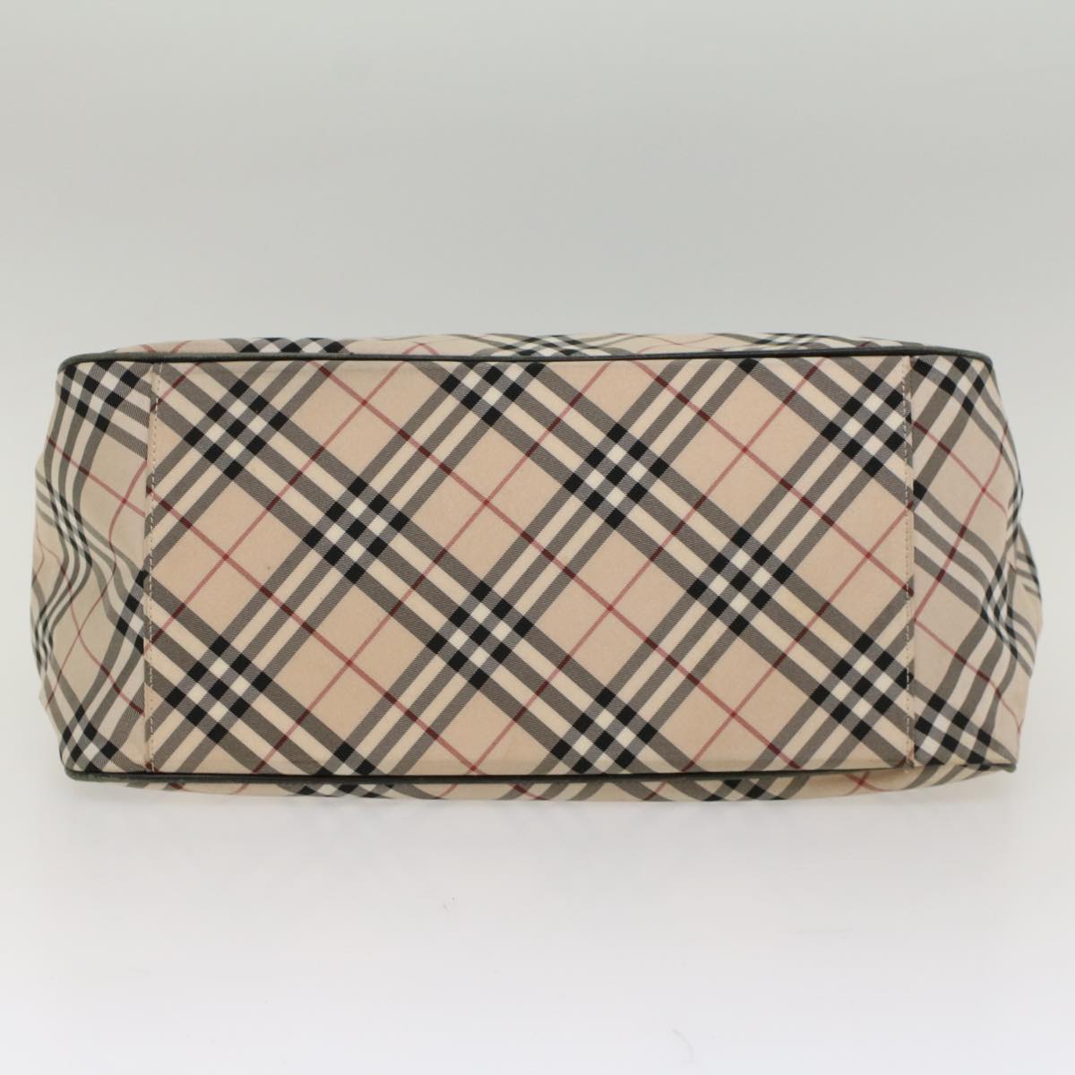 BURBERRY Nova Check Blue Label Hand Bag Nylon Leather Beige Auth ti1208