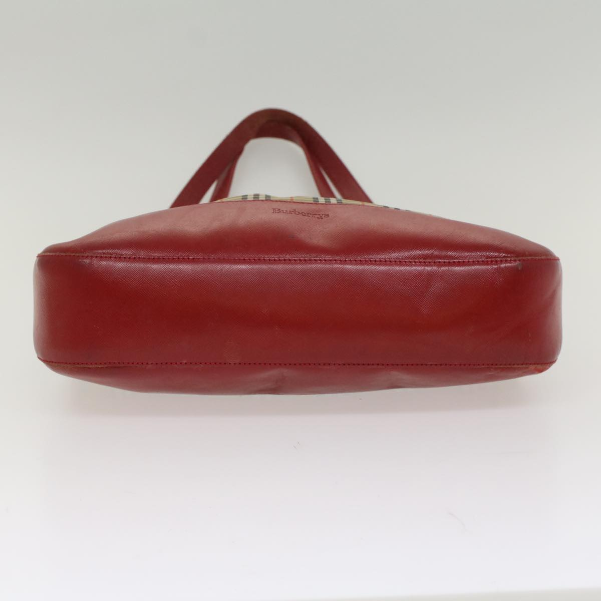 Burberrys Nova Check Tote Bag Nylon Leather Beige Red Auth ti1212