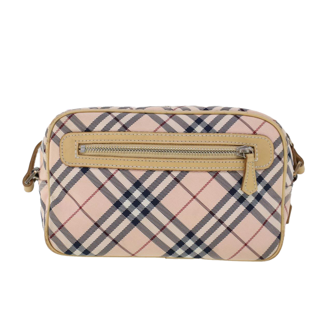 BURBERRY Nova Check Blue Label Shoulder Bag Nylon Leather Beige Auth ti1216